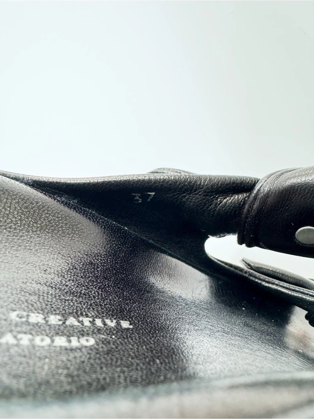 Officine Creative Pelagie Knotted Leather Slides in Black | 37